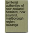 Territorial Authorities of New Zealand: Hamilton, New Zealand, Marlborough Region, Tauranga
