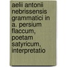 Aelii Antonii Nebrissensis Grammatici in A. Persium Flaccum, Poetam Satyricum, Interpretatio by Milagros Del Amo Lozano