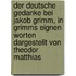 Der deutsche Gedanke bei Jakob Grimm, in Grimms eignen Worten dargestellt von Theodor Matthias