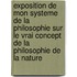 Exposition De Mon Systeme De La Philosophie Sur Le Vrai Concept De La Philosophie De La Nature