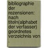 Bibliographie der Rezensionen: Nach Titeln(alphabet der Verfasser) geordnetes Verzeichnis von .