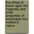 The Effect of Boron Upon the Magnetic and Other Properties of Electrolytic Iron Melted in Vacuo