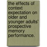 The Effects of Context Expectation on Older and Younger Adults' Prospective Memory Performance. by Terrence K. Kominsky