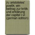 Zu Aristoteles' Poetik: Ein Beitrag Zur Kritik Und Erklärung Der Capitel I-Vi (German Edition)