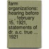 Farm Organizations: Hearing Before ... , February 15, 1921, Statements of Dr. A.C. True ... 1921