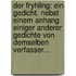Der Fryhling: Ein Gedicht. Nebst Einem Anhang Einiger Anderer Gedichte Von Demselben Verfasser...