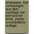 Shakspere, fünf Vorlesungen aus dem Nachlass von Bernard ten Brink, Zweite unveränderte Auflage