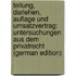 Teilung, Darlehen, Auflage Und Umsatzvertrag: Untersuchungen Aus Dem Privatrecht (German Edition)