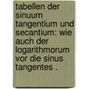 Tabellen der Sinuum Tangentium und Secantium: wie auch der Logarithmorum vor die Sinus tangentes . door Vlacq Adriaan