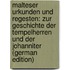 Malteser Urkunden Und Regesten: Zur Geschichte Der Tempelherren Und Der Johanniter (German Edition)