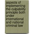 Aspects Of Implementing The Culpability Principle Both Under International And National Criminal Law