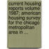 Current Housing Reports Volume 1987; American Housing Survey for the Chicago Metropolitan Area in ...