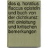 Dos Q. Horatius Flaccus Episteln Und Buch Von Der Dichtkunst: Mit Einleitung Und Kritischen Bemerkungen