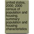 United States, 2000; 2000 Census of Population and Housing. Summary Population and Housing Characteristics
