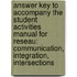 Answer Key to Accompany the Student Activities Manual for Reseau: Communication, Integration, Intersections
