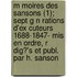 M Moires Des Sansons (1); Sept G N Rations D'ex Cuteurs 1688-1847- Mis En Ordre, R Dig?'s Et Publ. Par H. Sanson