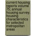 Current Housing Reports Volume 75; Annual Housing Survey. Housing Characteristics for Selected Metropolitan Areas