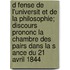 D Fense de L'Universit Et de La Philosophie; Discours Prononc La Chambre Des Pairs Dans La S Ance Du 21 Avril 1844