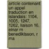Article Contenant Un Appel Traduction En Islandais: 1104, 1005, 1247, 1262, Liaison 16, Einar Rn Benediktsson, R Ma