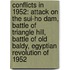 Conflicts in 1952: Attack on the Sui-Ho Dam, Battle of Triangle Hill, Battle of Old Baldy, Egyptian Revolution of 1952
