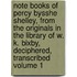 Note Books of Percy Bysshe Shelley, from the Originals in the Library of W. K. Bixby, Deciphered, Transcribed Volume 1
