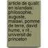 Article de Qualit En Islandais: Philosophie, Auguste, Malawi, Pomme de Terre, David Hume, V Rit , Universit de Princeton
