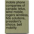 Mobile Phone Companies of Canada: Telus, Wind Mobile, Rogers Wireless, Fido Solutions, President's Choice, Bell Mobility