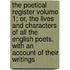 The Poetical Register Volume 1; Or, the Lives and Characters of All the English Poets. with an Account of Their Writings