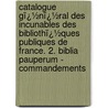 Catalogue Gï¿½Nï¿½Ral Des Incunables Des Bibliothï¿½Ques Publiques De France. 2. Biblia Pauperum - Commandements door M. Pellechet