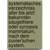 Systematisches Verzeichniss aller bis jetzt bekannten Säugethiere oder Synopsis Mammalium, nach dem Cuvier'schen System. door Heinrich Rudolf Schinz