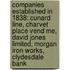 Companies Established In 1838: Cunard Line, Charvet Place Vend Me, David Jones Limited, Morgan Iron Works, Clydesdale Bank