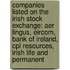 Companies Listed on the Irish Stock Exchange: Aer Lingus, Eircom, Bank of Ireland, Cpl Resources, Irish Life and Permanent