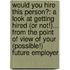 Would You Hire This Person?: A Look at Getting Hired (or Not!)... from the Point of View of Your (Possible!) Future Employer