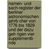 Namen- Und Sach-Register Der Berliner Astronomischen Jahrb Cher Von 1776 Bis 1829 Und Der Dazu Geh Rigen Vier Supplementb Nde door C.F. John