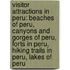 Visitor Attractions in Peru: Beaches of Peru, Canyons and Gorges of Peru, Forts in Peru, Hiking Trails in Peru, Lakes of Peru