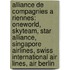 Alliance de Compagnies a Riennes: Oneworld, Skyteam, Star Alliance, Singapore Airlines, Swiss International Air Lines, Air Berlin