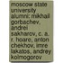 Moscow State University Alumni: Mikhail Gorbachev, Andrei Sakharov, C. A. R. Hoare, Anton Chekhov, Imre Lakatos, Andrey Kolmogorov