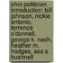 Ohio Politician Introduction: Bill Johnson, Nickie Antonio, Terrence O'Donnell, George K. Nash, Heather M. Hodges, Asa S. Bushnell