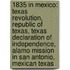 1835 in Mexico: Texas Revolution, Republic of Texas, Texas Declaration of Independence, Alamo Mission in San Antonio, Mexican Texas