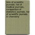 Lists of Scientific Journals: List of Medical Journals, Comparison of Statistics Journals, List of Scientific Journals in Chemistry