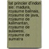 Tat Princier D'Indon Sie: Madura, Royaume Balinais, Royaume de Java, Royaume de Kalimantan, Royaume de Sulawesi, Royaume de Sumatra