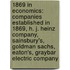 1869 in Economics: Companies Established in 1869, H. J. Heinz Company, Sainsbury's, Goldman Sachs, Eaton's, Graybar Electric Company