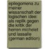 Epilegomena Zu Meiner Wissanschaft Der Logischen Idee: Als Replik Gegen Die Kritik Der Herren Michelet Und Lassalle (German Edition)