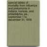 Special Tables of Mortality from Influenza and Pneumonia in Indiana, Kansas, and Philadelphia, Pa., September 1 to December 31, 1918 by United States. Bureau of the Census