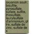 Oxyanion Soufr: Bisulfite, Pyrosulfate, Sulfate, Sulfite, Thiosulfate, Laurylsulfate D'ammonium, Pl Tre, Sulfate De Zinc, Sulfate De S