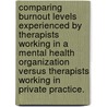 Comparing Burnout Levels Experienced by Therapists Working in a Mental Health Organization Versus Therapists Working in Private Practice. door Nicole Gaal