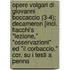 Opere Volgari Di Giovanni Boccaccio (3-4); Decameron [Incl. Fiacchi's "Lezione," "Osservazioni" Ed "Il Corbaccio." Cor, Su I Testi a Penna