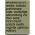 Winckelmann's Werke: Trattato Preliminare; Oder, Vorläufige Abhandlung Vor Dem Werk: Monumenti Antichi Inediti. Register (German Edition)