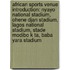 African Sports Venue Introduction: Nyayo National Stadium, Ohene Djan Stadium, Lagos National Stadium, Stade Modibo K Ta, Baba Yara Stadium