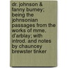 Dr. Johnson & Fanny Burney; Being the Johnsonian Passages From the Works of Mme. D'Arblay; With Introd. and Notes by Chauncey Brewster Tinker door Fanny Burney